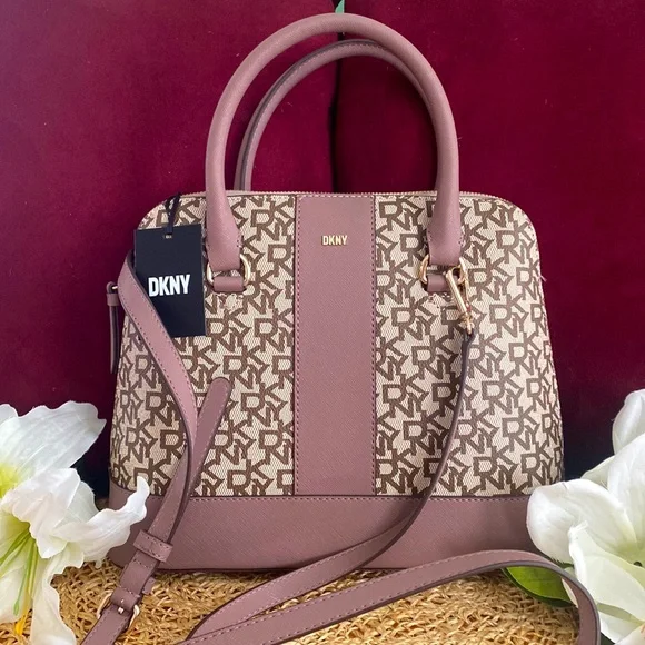 DKNY Bryant Medium Round Satchel, Tan & Mauve - Picture 14 of 14